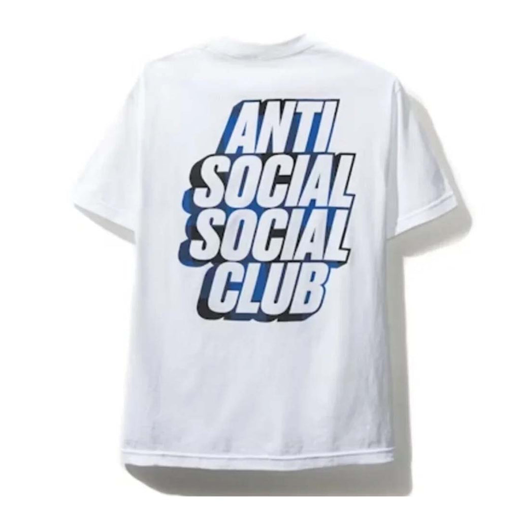 Anti Social Social Club Blocked Plaid White Blue Tee