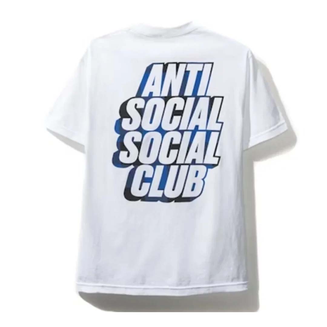 Anti Social Social Club Blocked Plaid White Blue Tee