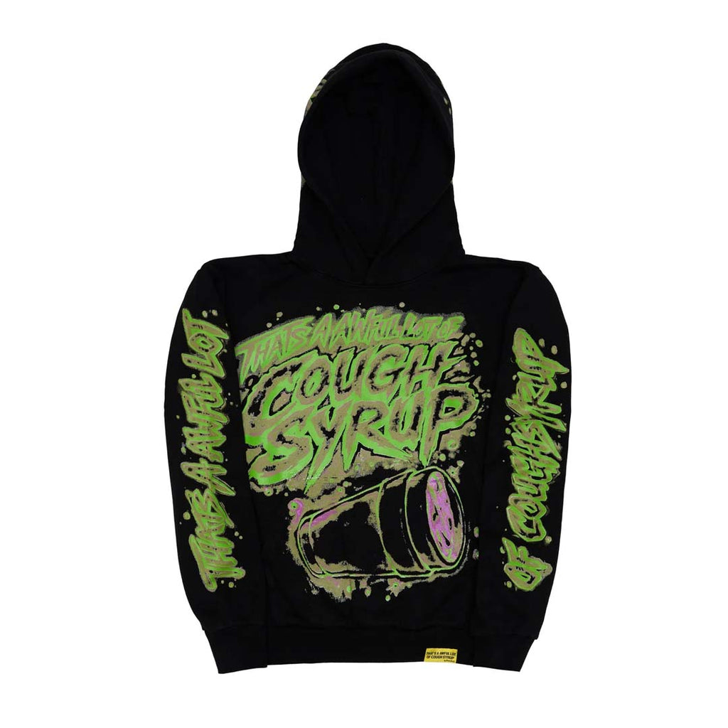 Awful Lot of Cough Syrup Airbrush Hoodie Black Green