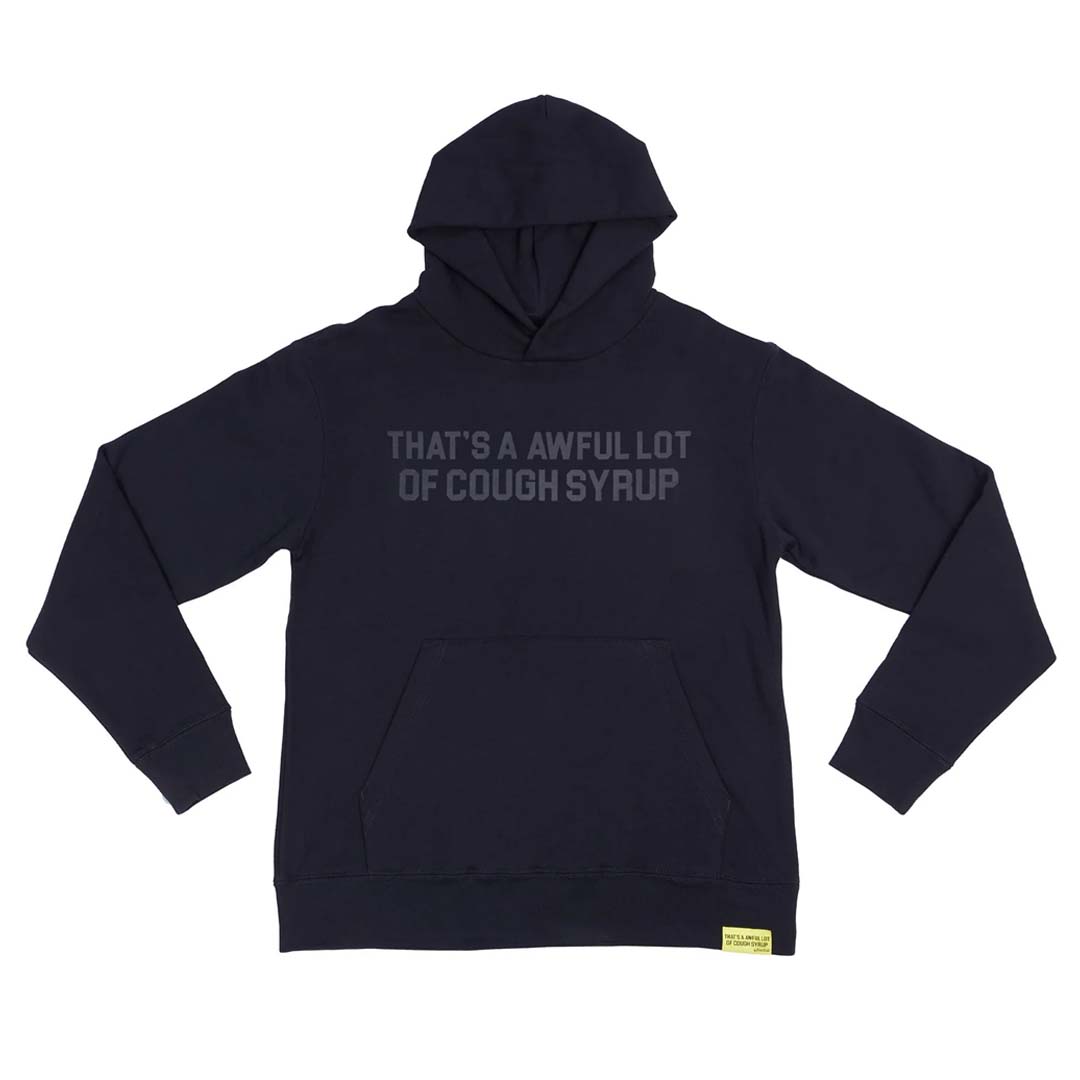 Awful Lot of Cough Syrup Black Tonal Spell Out Hoodie