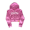 Awful Lot of Cough Syrup Cropped Zip Up Hoodie Pink