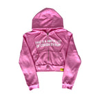 Awful Lot of Cough Syrup Cropped Zip Up Hoodie Pink