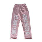 Awful Lot of Cough Syrup Pink Springs Spellout Sweatpants