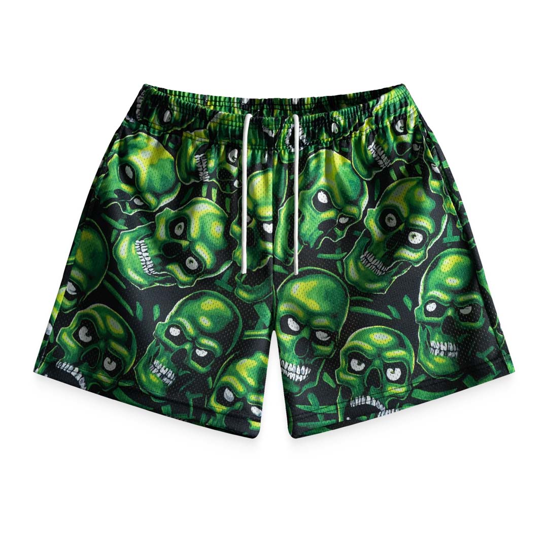 Bravest Studios Green Skully Mesh Shorts