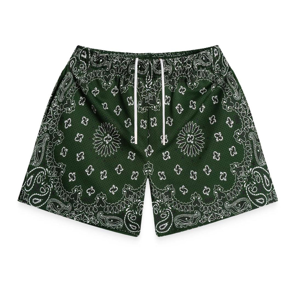 Bravest Studios Paisley Two Tone Olive Green Mesh Shorts