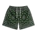 Bravest Studios Paisley Two Tone Olive Green Mesh Shorts