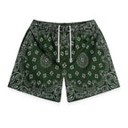Bravest Studios Paisley Two Tone Olive Green Mesh Shorts