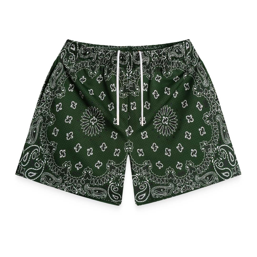 Bravest Studios Paisley Two Tone Olive Green Mesh Shorts