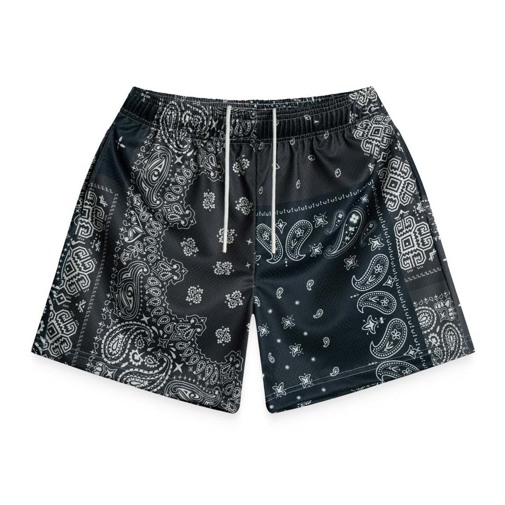 Bravest Studios Patchwork Paisley Shorts Black