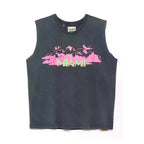 Gallery Dept. Miami Glitter Sleeveless Grey Pink Tee
