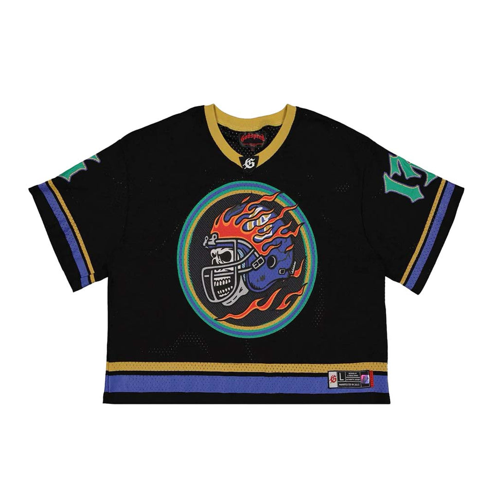 Godspeed First Down Jersey Tee Black Yellow Blue Boxy